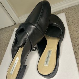 Saks Fifth Avenue Rose Gold Metallic Leather Slide Shoe